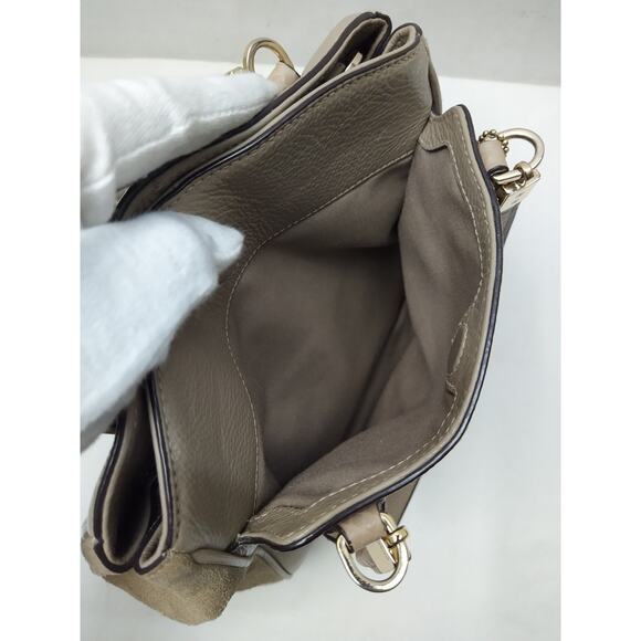 Coach Gray Leather Suede Double Handles Satchel Bag - Picture 14 of 16